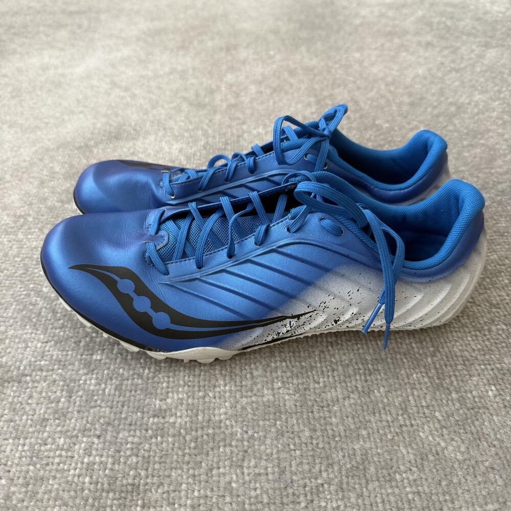 Saucony Track Spikes Shoes Mens Size 11 Blue Sprint Running Racing S29055-1 - Picture 1 of 12